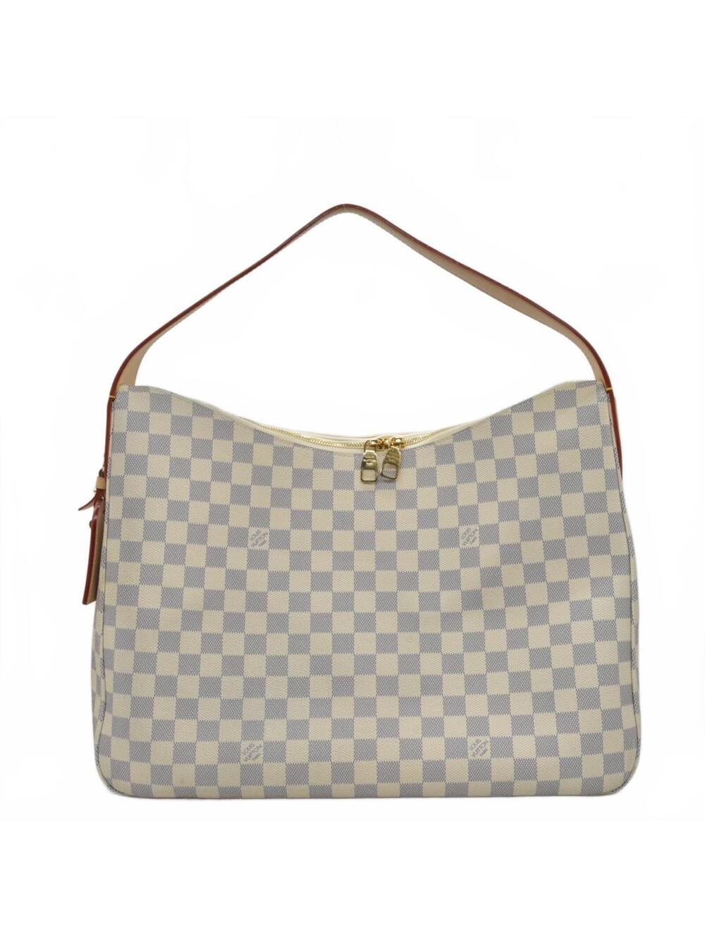 $2740 Louis Vuitton Damier Azur Slouchy MM Rose Ballerine